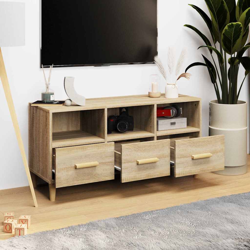 Vidaxl tv-meubel 102x36x50 cm bewerkt hout sonoma eikenkleurig