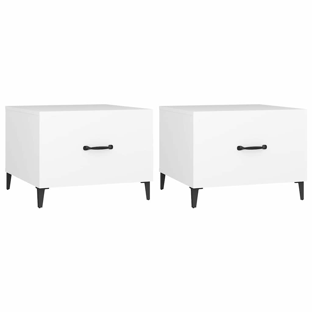 Vidaxl salontafel 2 st met metalen poten 50x50x40 cm wit