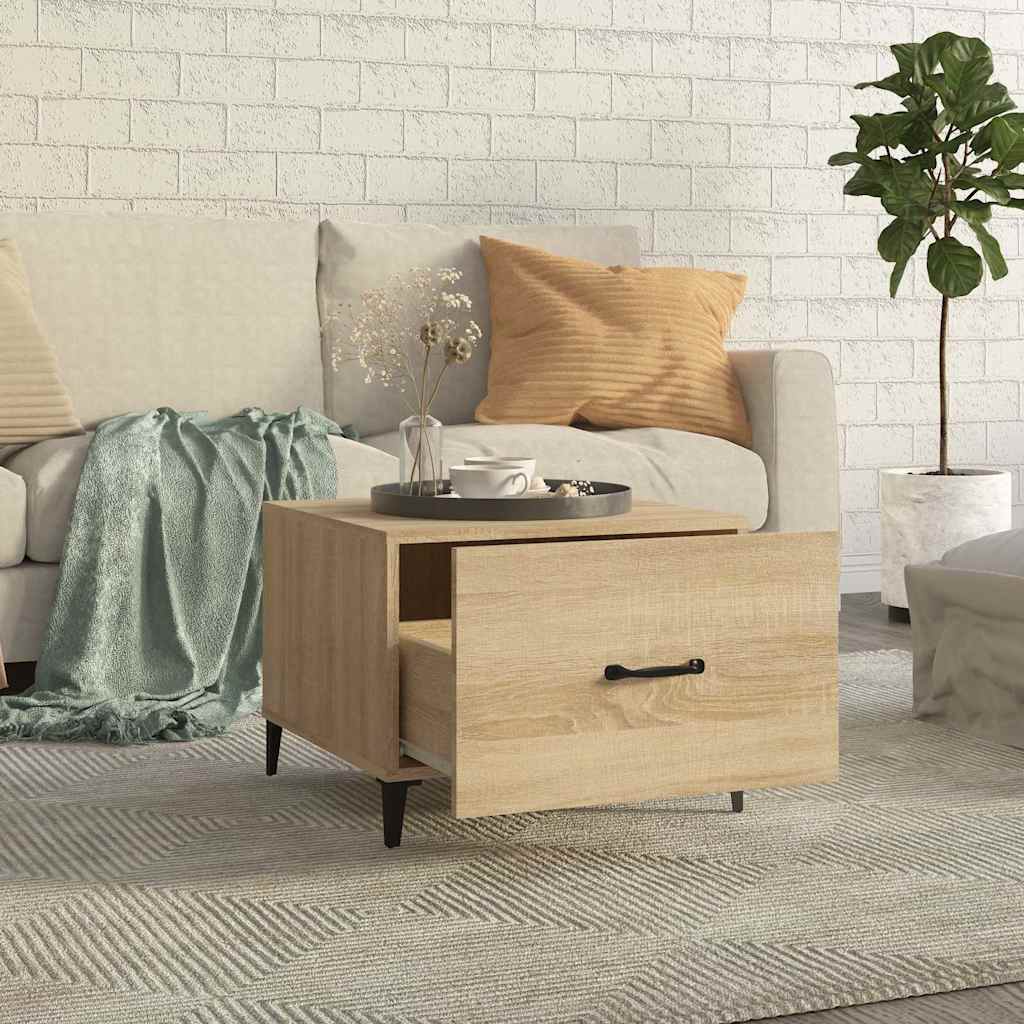 Vidaxl salontafel 2 st met metalen poten 50x50x40 cm sonoma eikenkleur