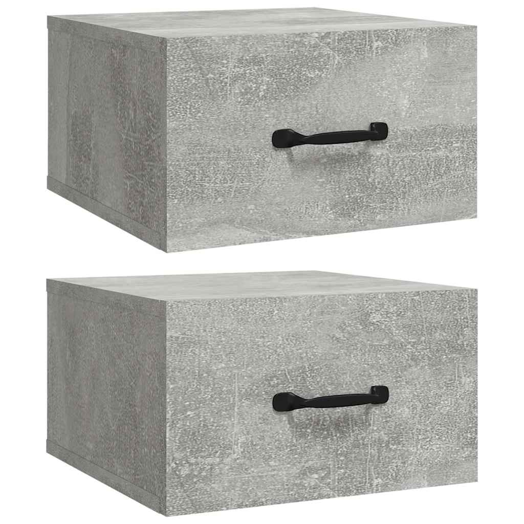 Vidaxl nachtkastjes 2 st wandgemonteerd 35x35x20 cm betongrijs