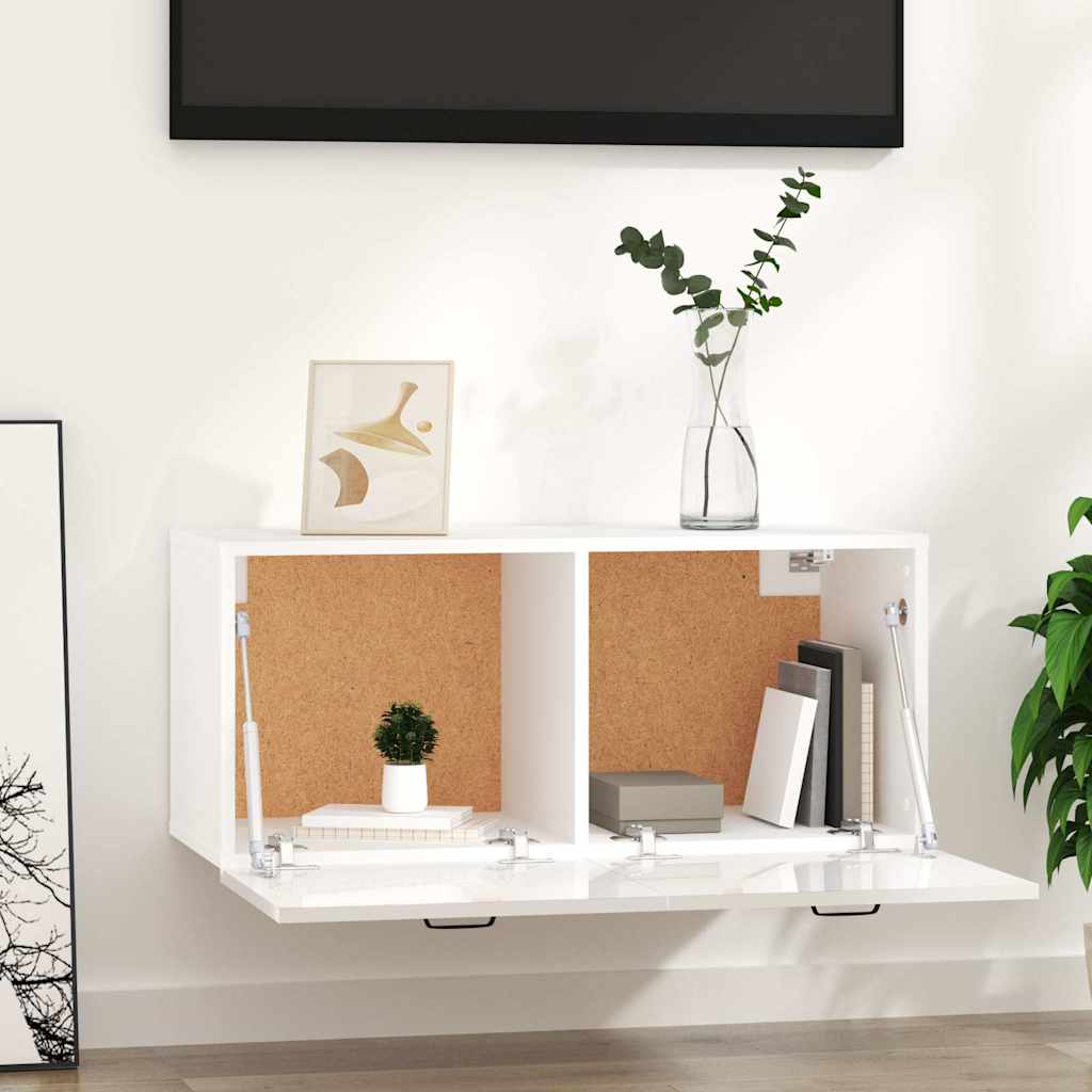 Vidaxl wandkast 80x36,5x35 cm bewerkt hout hoogglans wit
