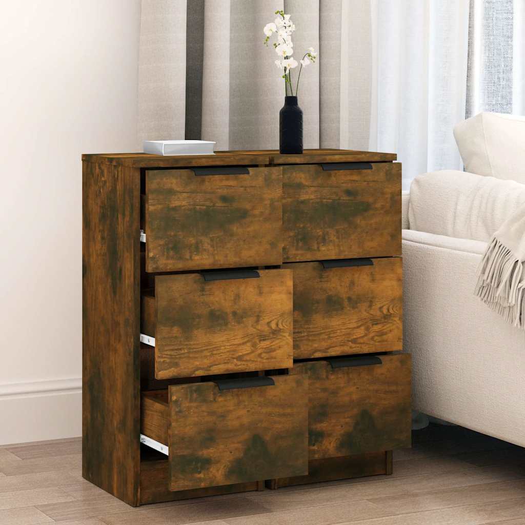 Vidaxl dressoirs 2 st 30x30x70 cm bewerkt hout gerookt eikenkleurig