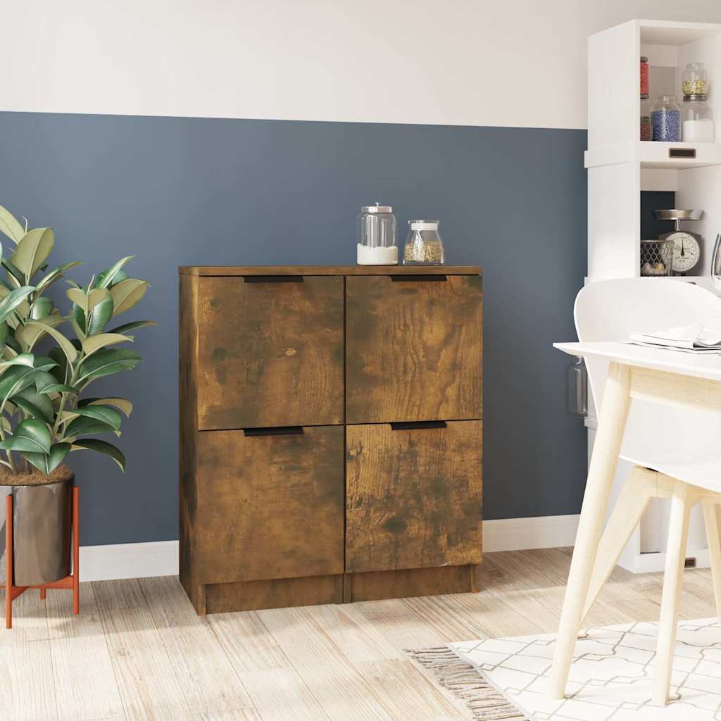 Vidaxl dressoirs 2 st 30x30x70 cm bewerkt hout gerookt eikenkleurig