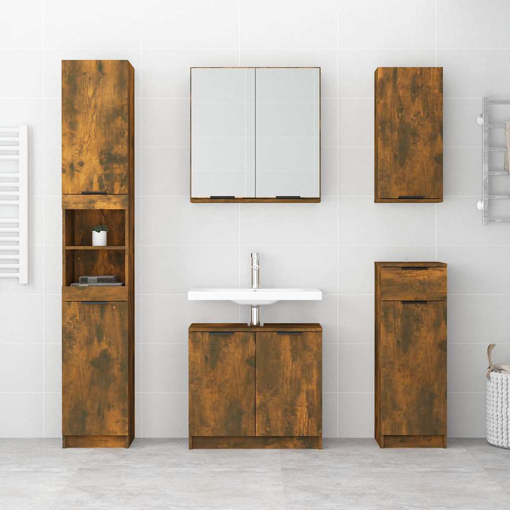 Vidaxl badkamerkast 64,5x33,5x59 cm bewerkt hout gerookt eikenkleurig