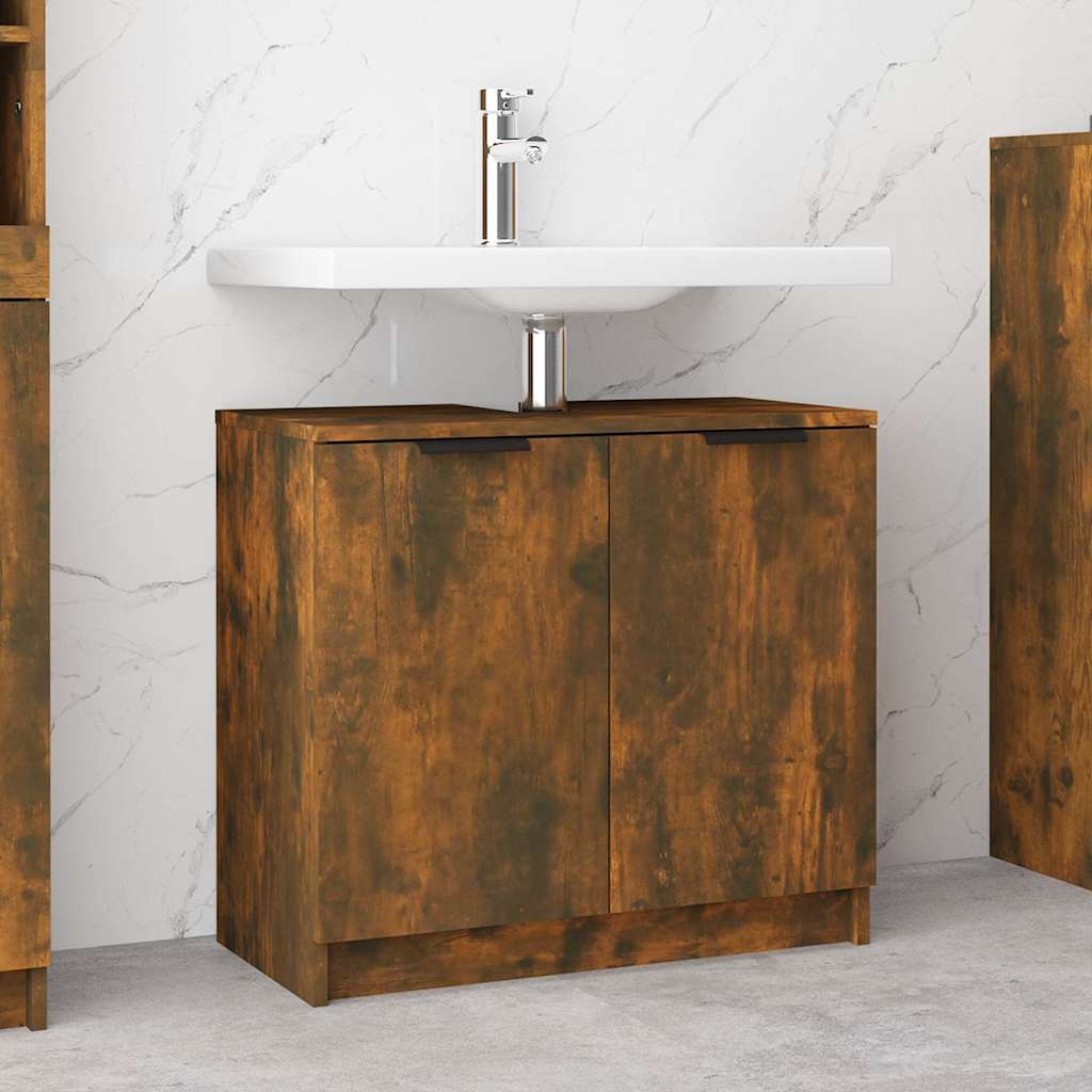 Vidaxl badkamerkast 64,5x33,5x59 cm bewerkt hout gerookt eikenkleurig