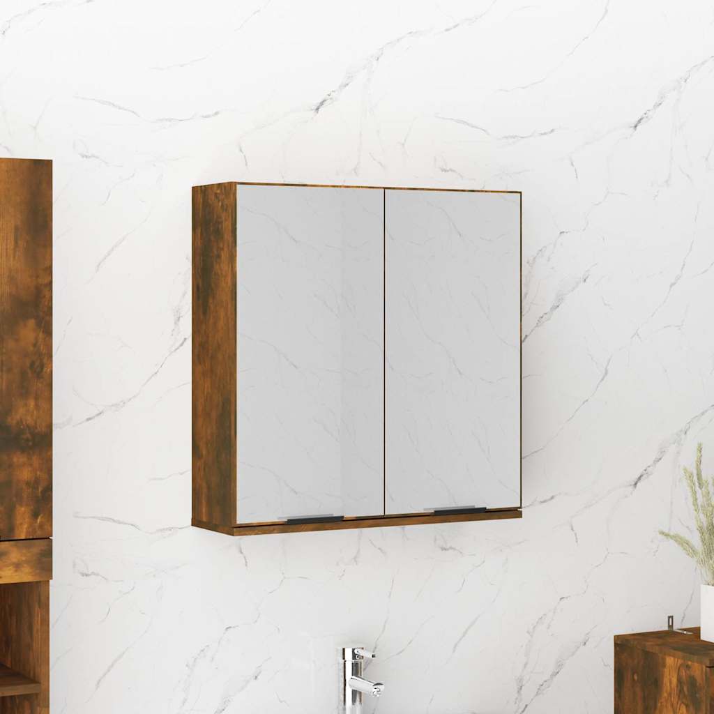 Vidaxl badkamerkast met spiegel 64x20x67 cm gerookt eikenkleurig