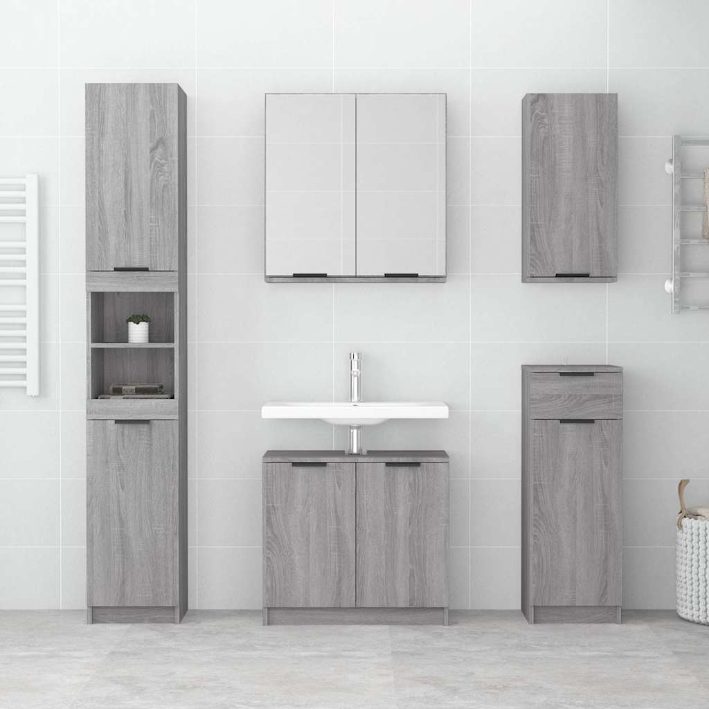 Vidaxl badkamerkast met spiegel 64x20x67 cm grijs sonoma eikenkleurig