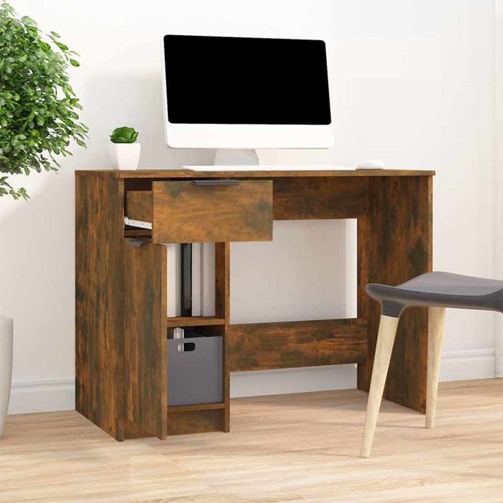 Vidaxl bureau 100x50x75 cm bewerkt hout gerookt eikenkleurig