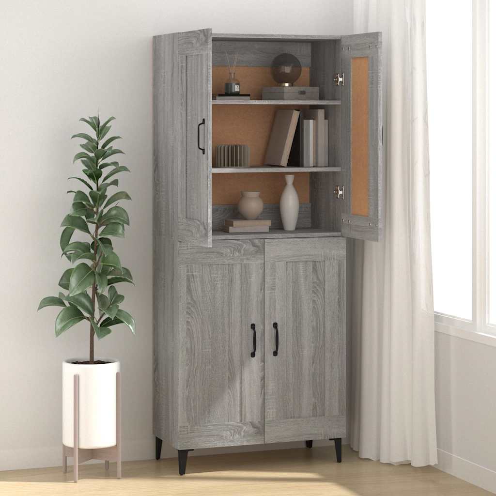 Vidaxl dressoir 69,5x34x90 cm bewerkt hout grijs sonoma eikenkleurig
