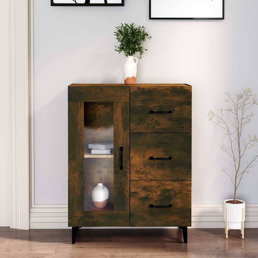 Vidaxl dressoir 69,5x34x90 cm bewerkt hout gerookt eikenkleurig