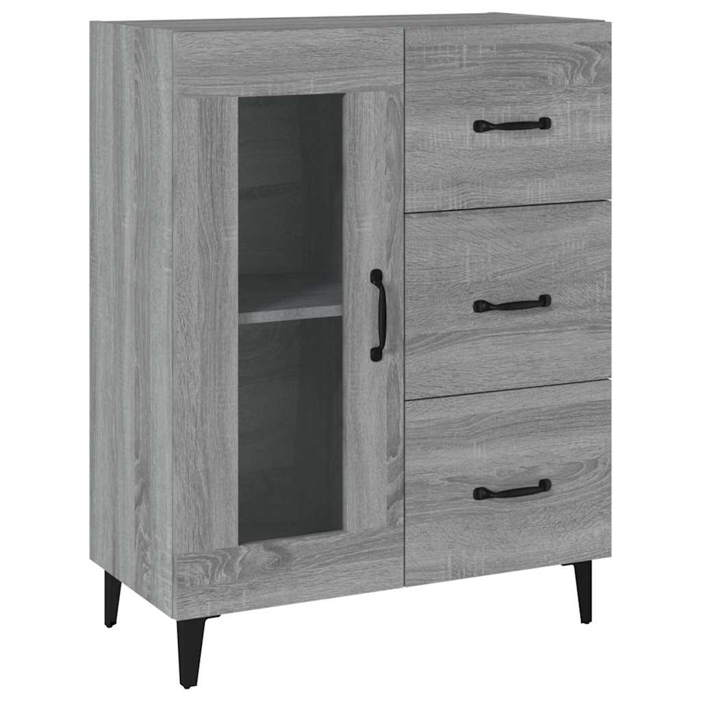 Vidaxl dressoir 69,5x34x90 cm bewerkt hout grijs sonoma eikenkleurig