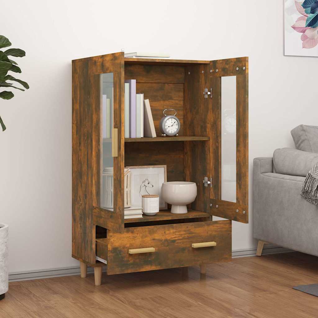Vidaxl hoge kast 70x31x115 cm bewerkt hout gerookt eikenkleurig