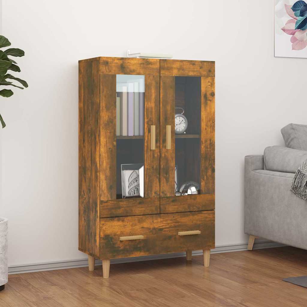 Vidaxl hoge kast 70x31x115 cm bewerkt hout gerookt eikenkleurig