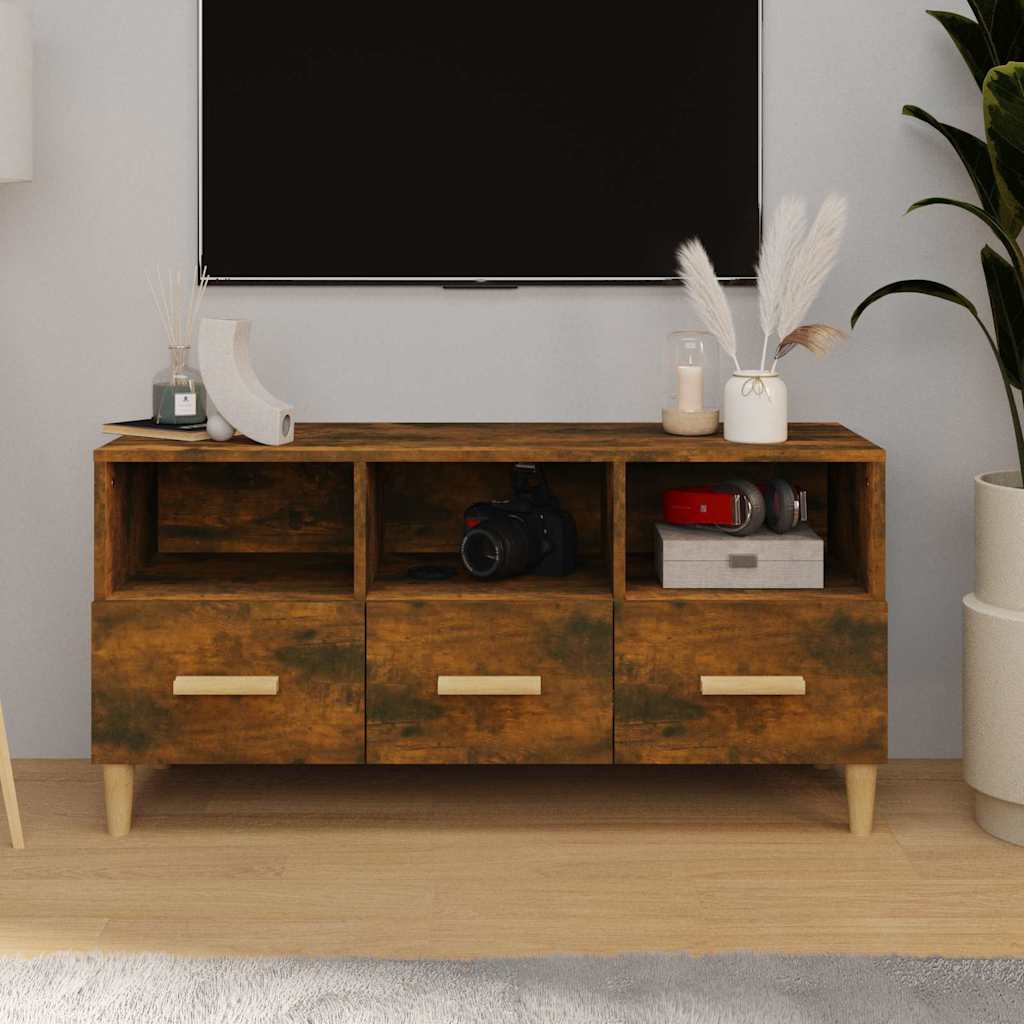 Vidaxl tv-meubel 102x36x50 cm bewerkt hout gerookt eikenkleurig