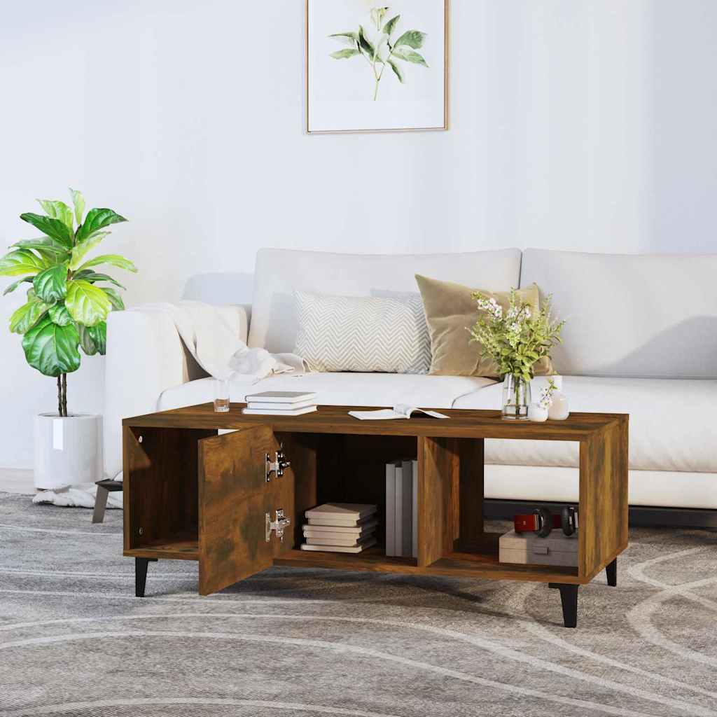 Vidaxl salontafel 102x50x40 cm bewerkt hout gerookt eikenkleurig