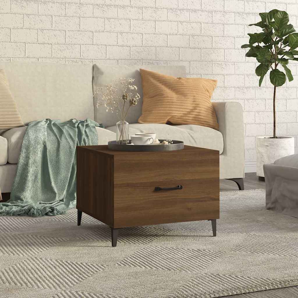Vidaxl salontafel met metalen poten 50x50x40 cm bruin eikenkleur