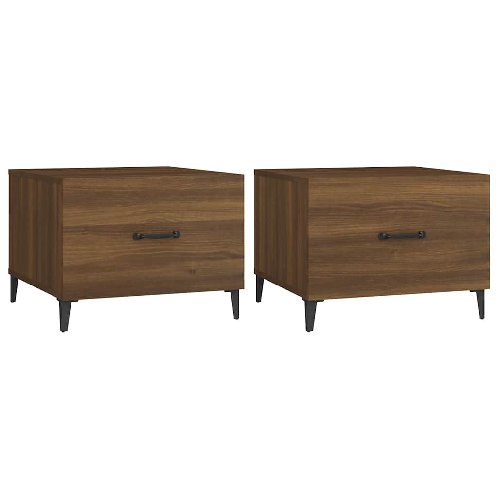 Vidaxl salontafels 2 st met metalen poten 50x50x40 cm bruin eikenkleur