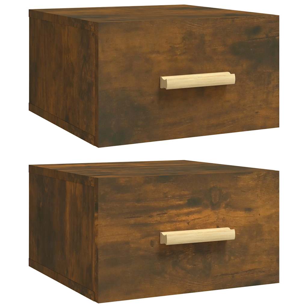 Vidaxl nachtkastjes 2 st wandgemonteerd 35x35x20 cm gerookt eikenkleur