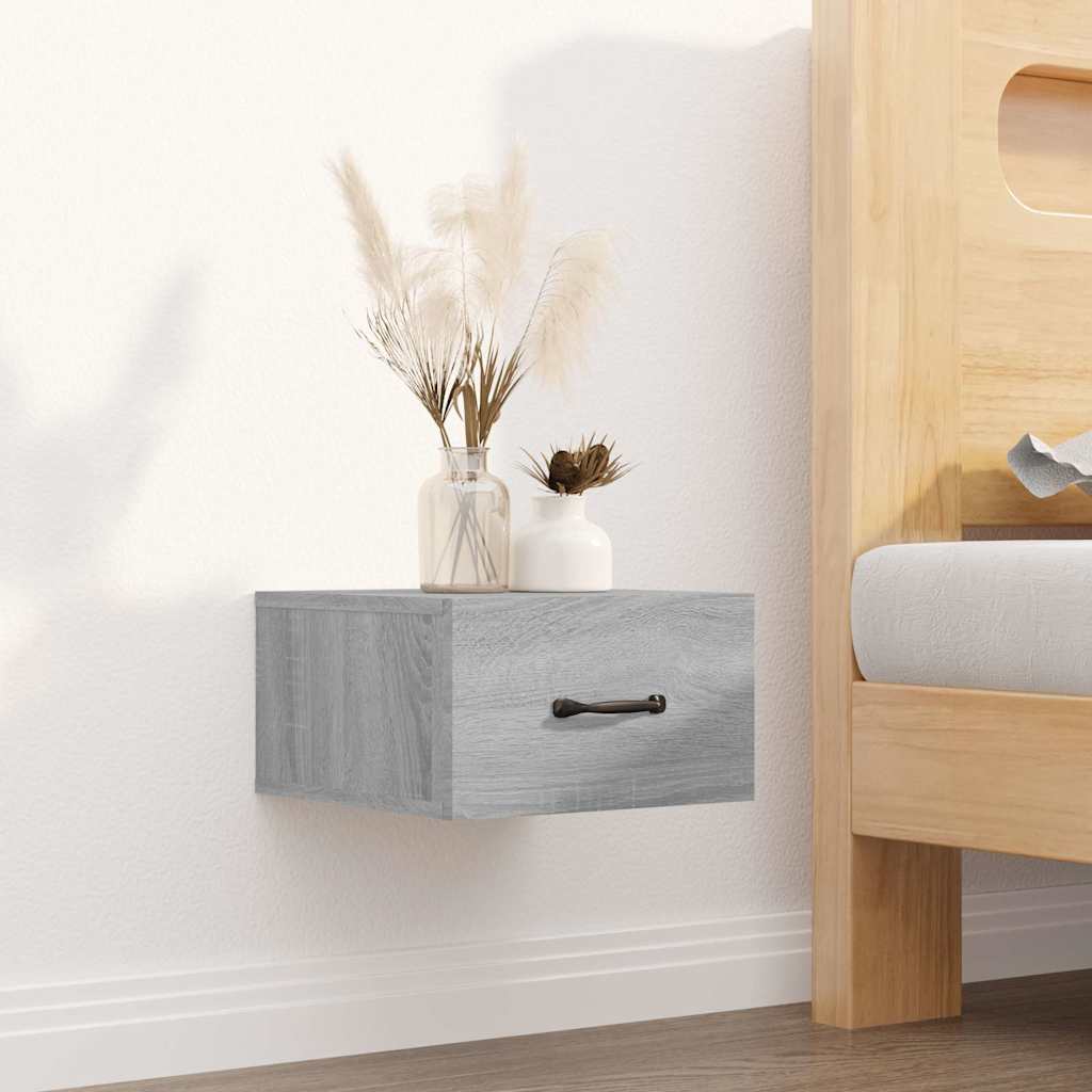 Vidaxl nachtkastjes 2 st wandgemonteerd 35x35x20 cm grijs sonoma eiken