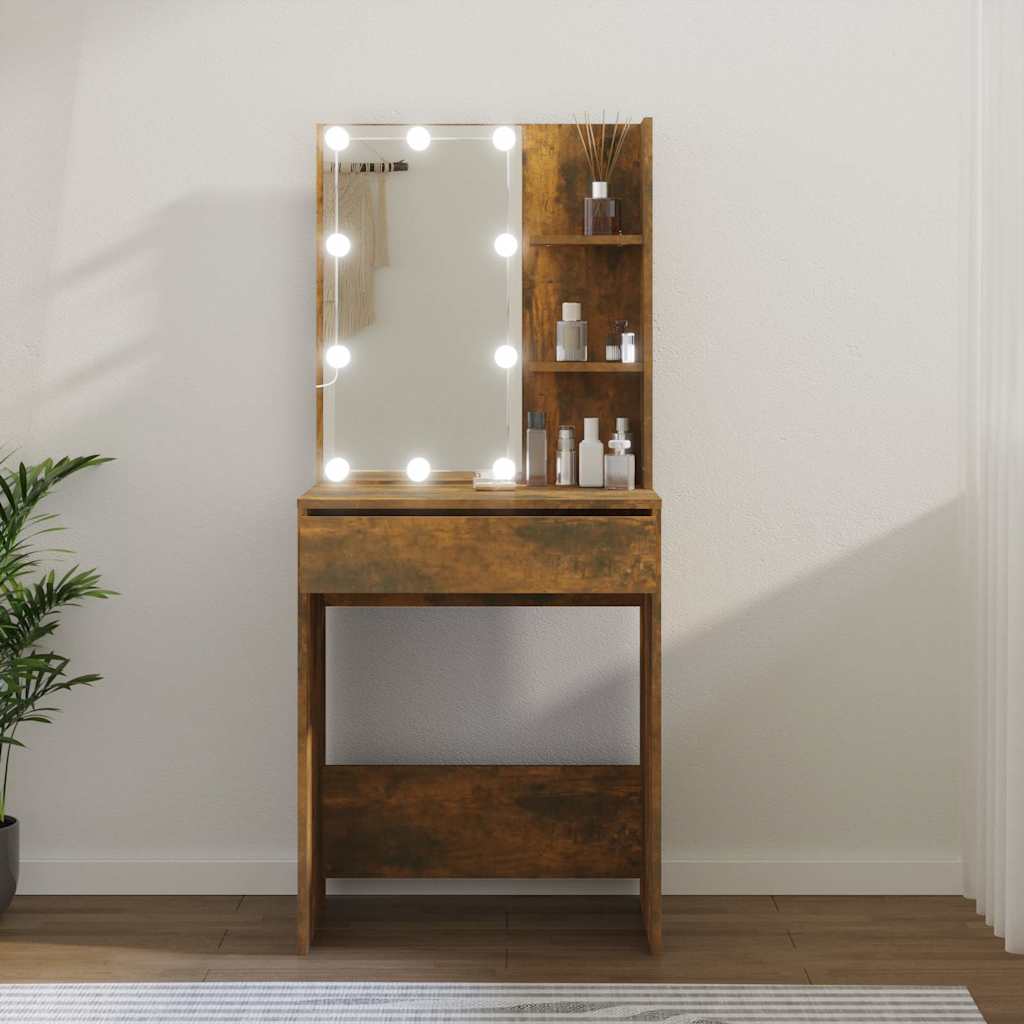 Vidaxl kaptafel met led-verlichting 60x40x140 cm gerookt eikenkleur