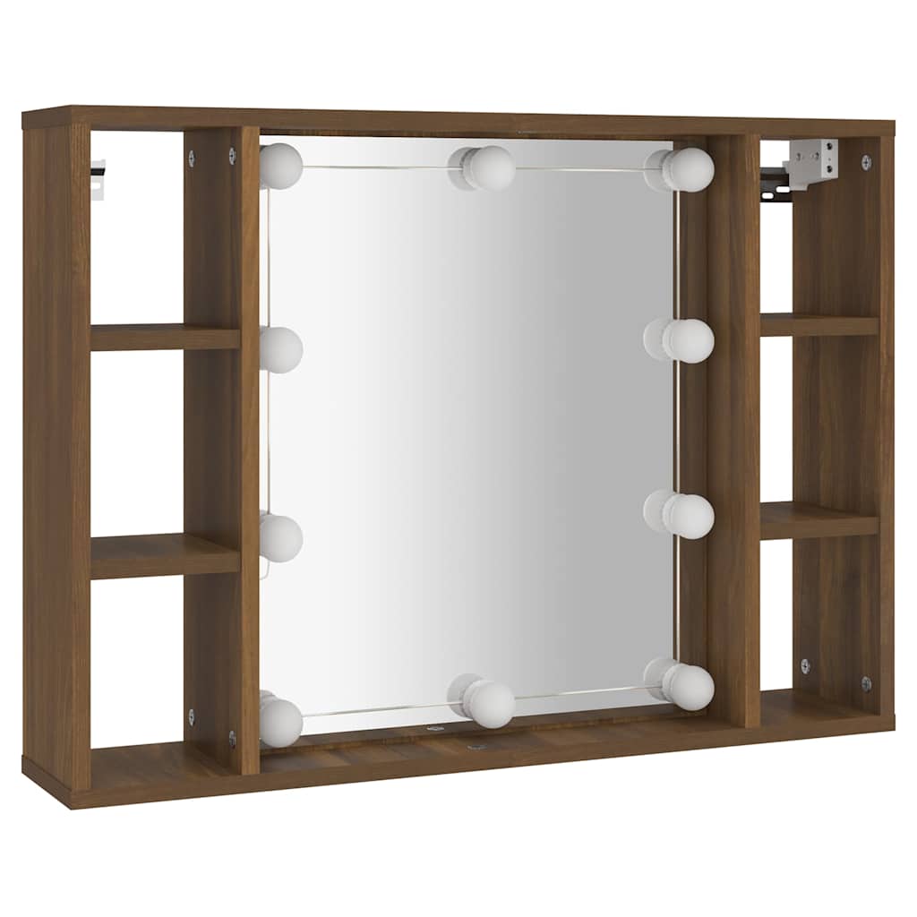 Vidaxl spiegelkast met led-verlichting 76x15x55 cm bruin eikenkleur
