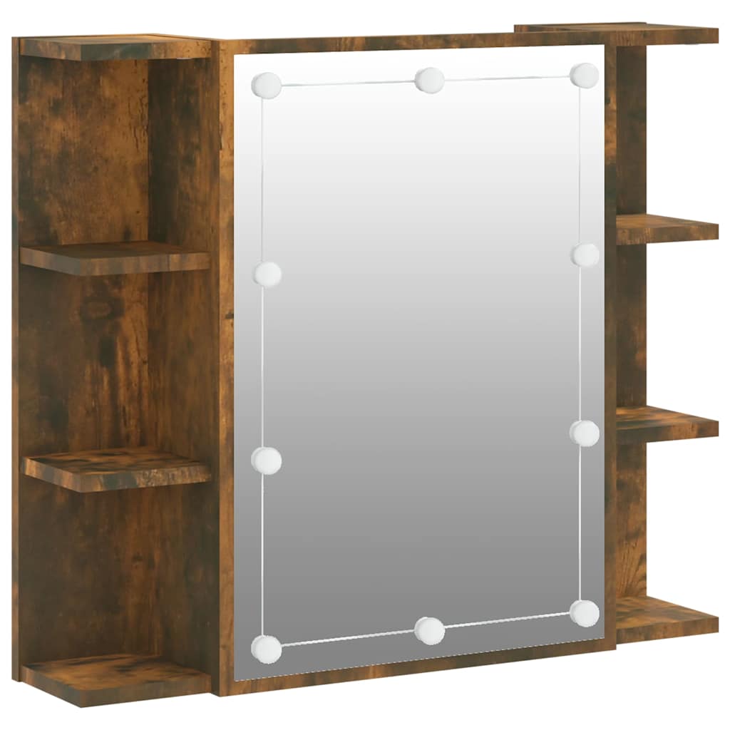 Vidaxl spiegelkast met led-verlichting 70x16,5x60 cm gerookt eiken