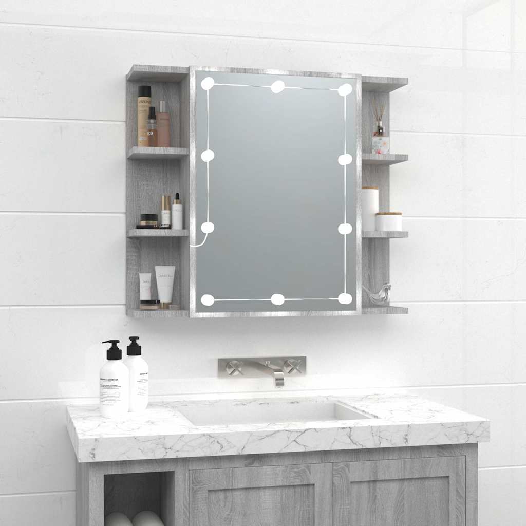 Vidaxl spiegelkast met led-verlichting 70x16,5x60 cm grijs sonoma