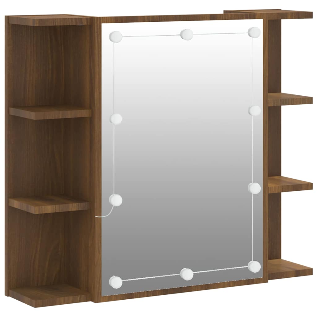 Vidaxl spiegelkast met led-verlichting 70x16,5x60 cm bruin eikenkleur