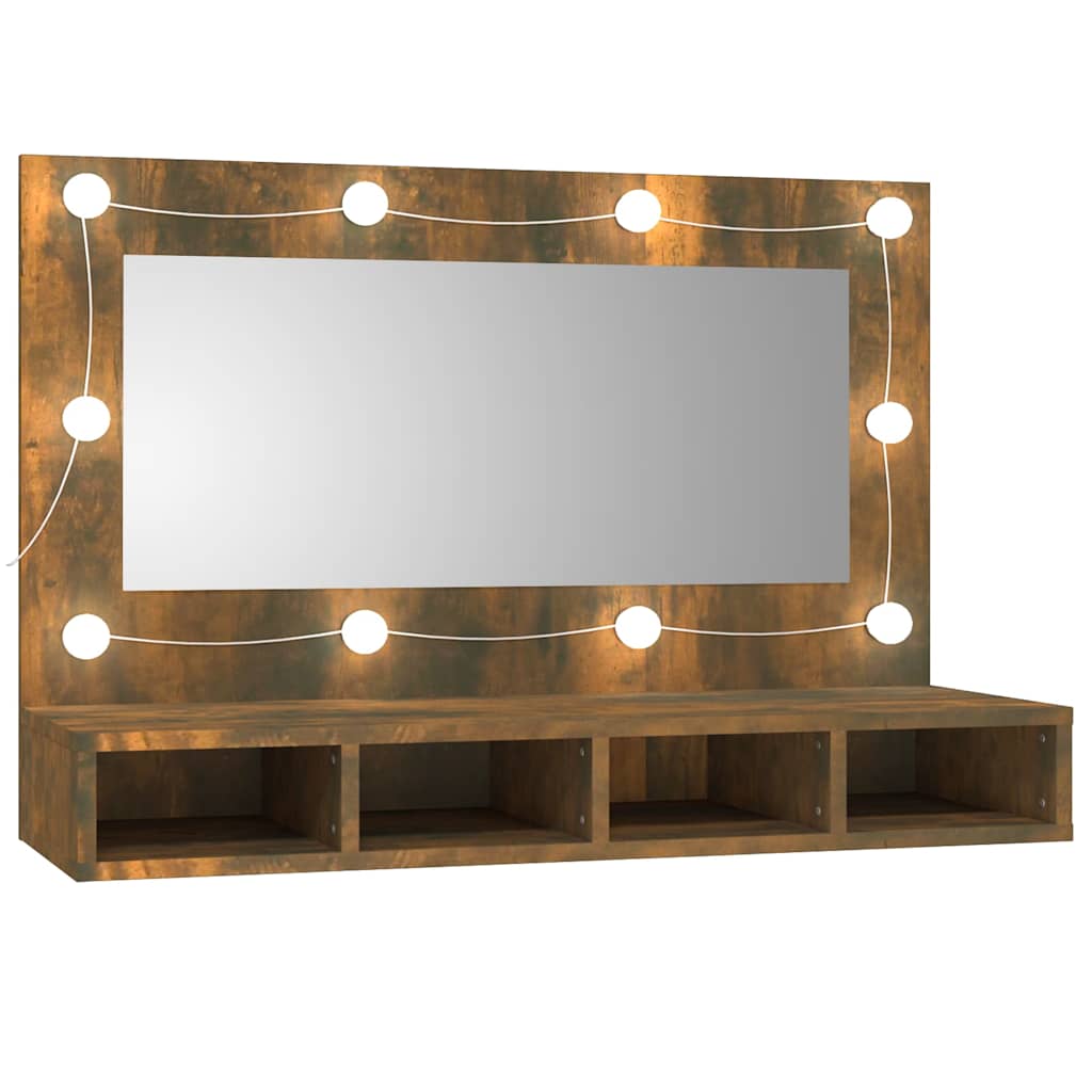 Vidaxl spiegelkast met led-verlichting 90x31,5x62 cm gerookt eiken