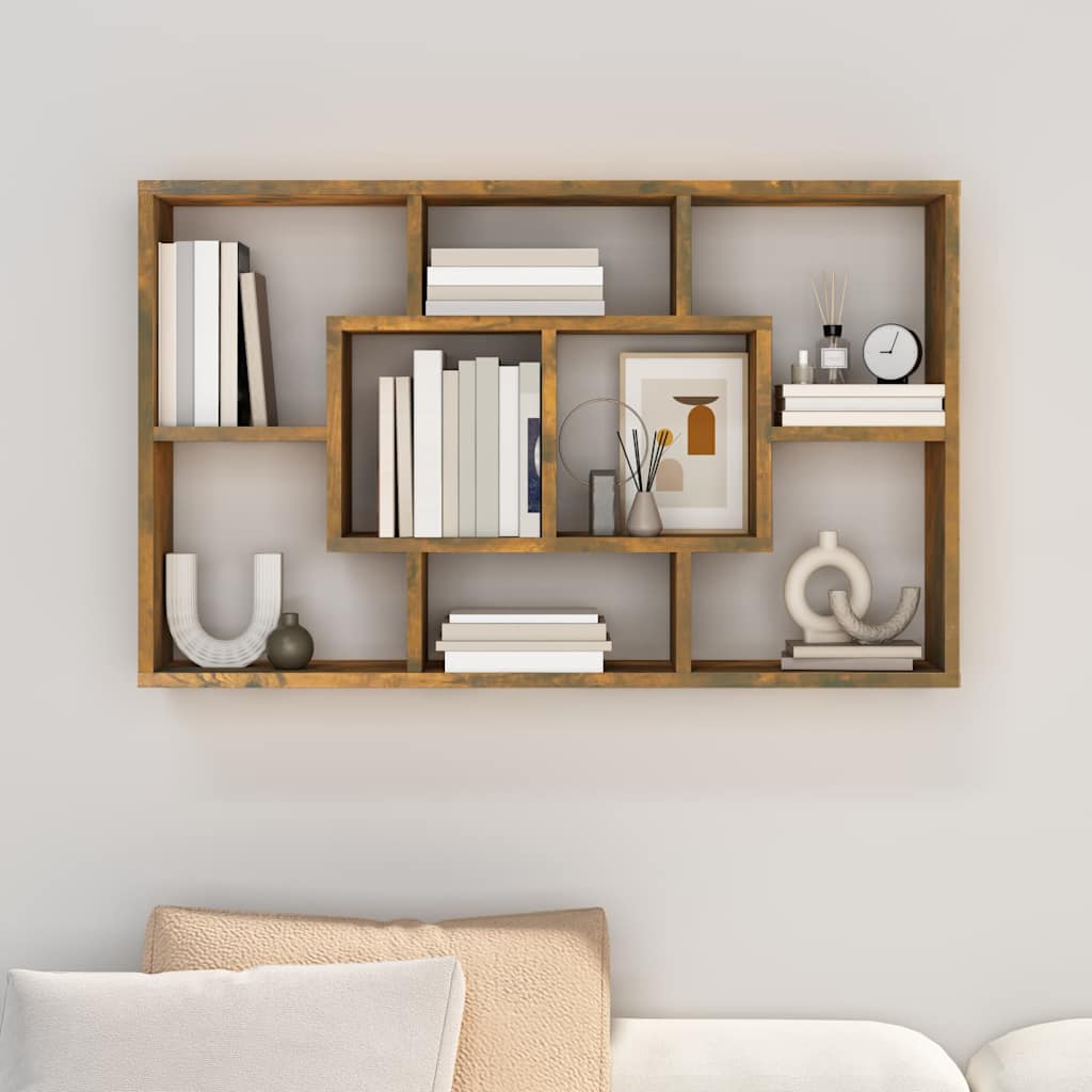 Vidaxl wandschap 85x16x52,5 cm bewerkt hout gerookt eikenkleurig