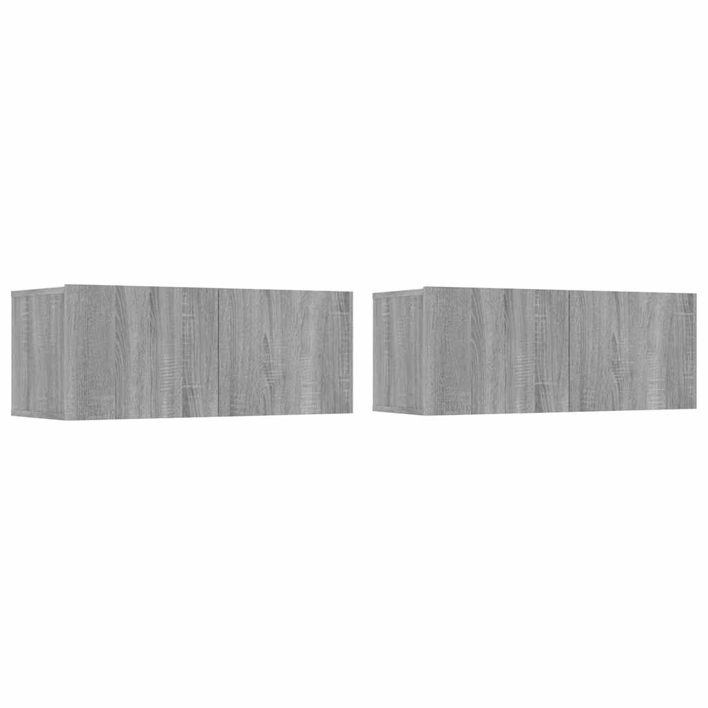 Vidaxl tv-meubelen 2 st 80x30x30 cm bewerkt hout grijs sonoma eiken