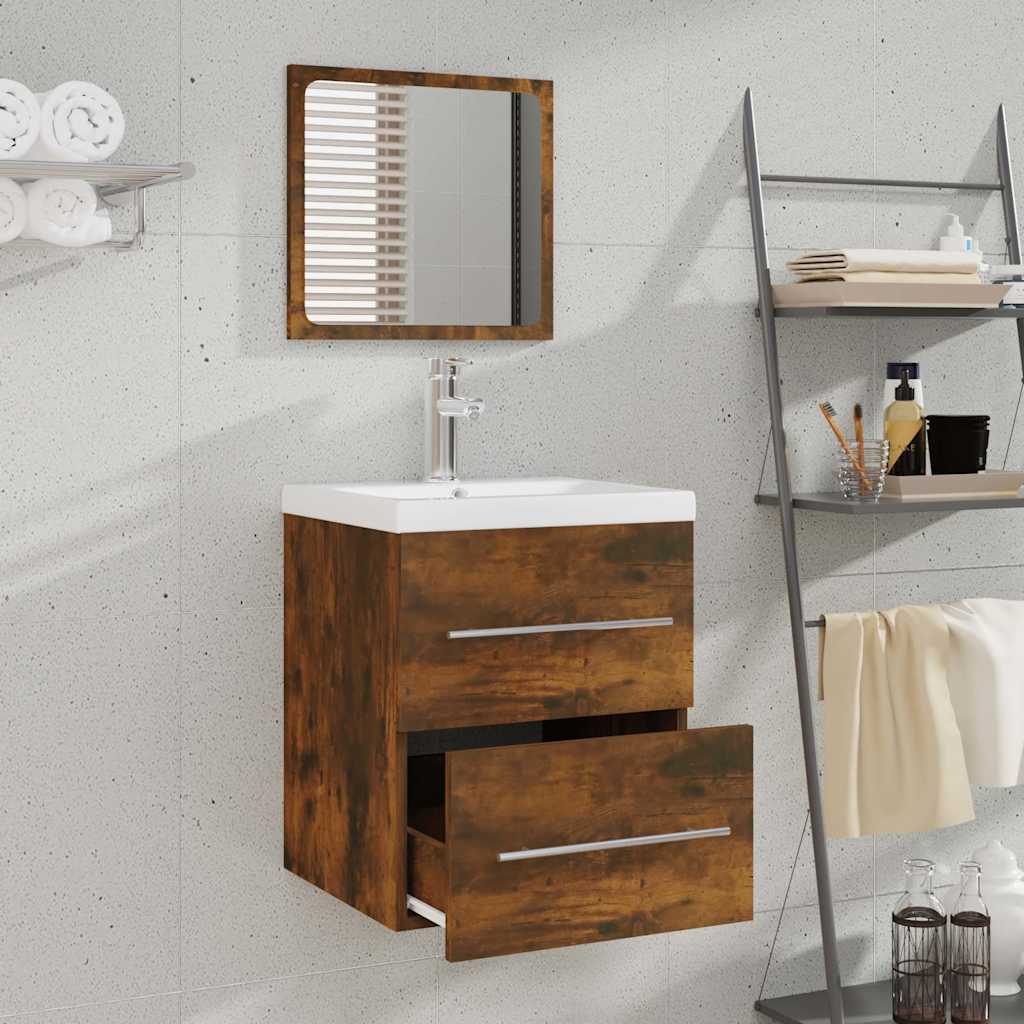 Vidaxl badkamerkast met spiegel 41x38,5x48 cm gerookt eikenkleurig