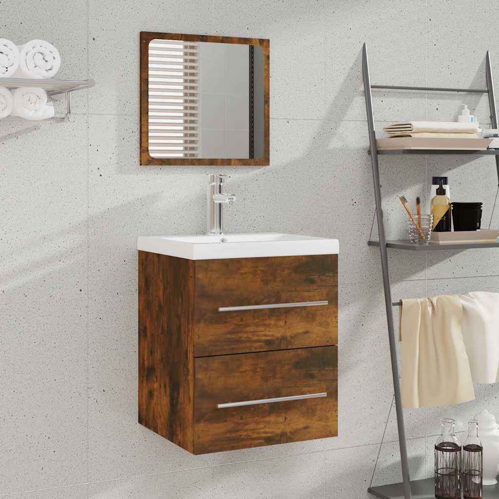 Vidaxl badkamerkast met spiegel 41x38,5x48 cm gerookt eikenkleurig