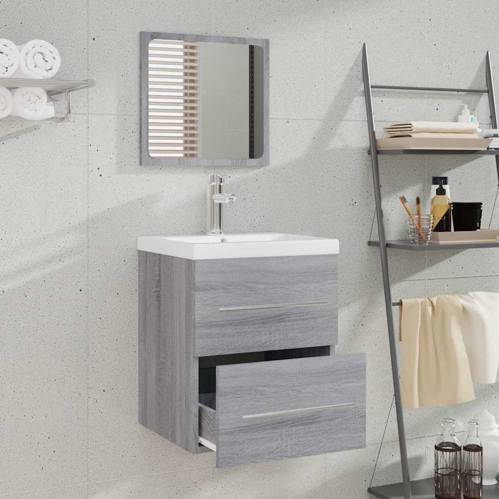 Vidaxl badkamerkast met spiegel 41x38,5x48 grijs sonoma eikenkleurig