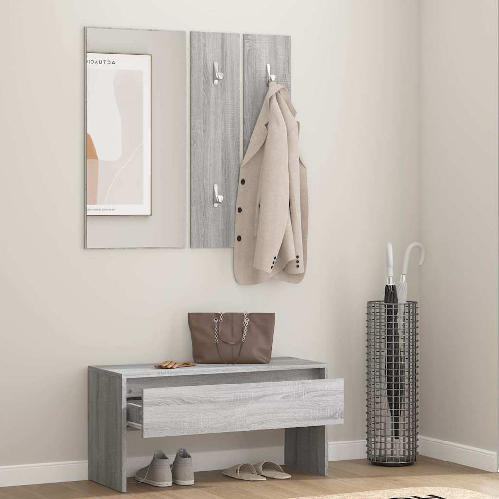 Vidaxl garderobe set bewerkt hout grijs sonoma eikenkleurig