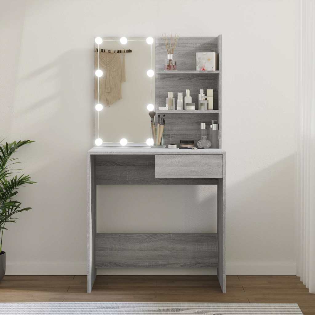 Vidaxl kaptafel met led-verlichting 74,5x40x141 cm grijs sonoma eiken