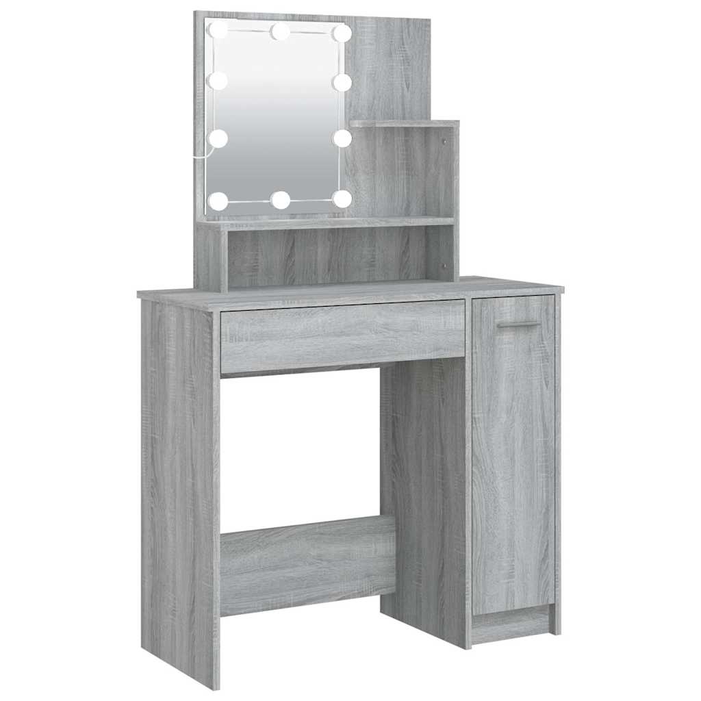 Vidaxl kaptafel met led 86,5x35x136 cm grijs sonoma eikenkleurig