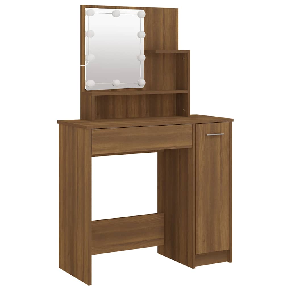 Vidaxl kaptafel met led-verlichting 86,5x35x136 cm bruin eikenkleur