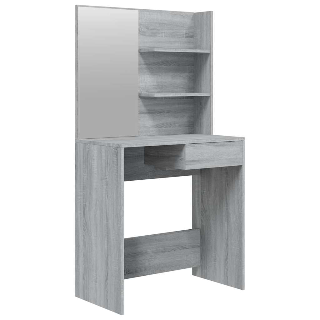 Vidaxl kaptafel met spiegel 74,5x40x141 cm grijs sonoma eikenkleurig
