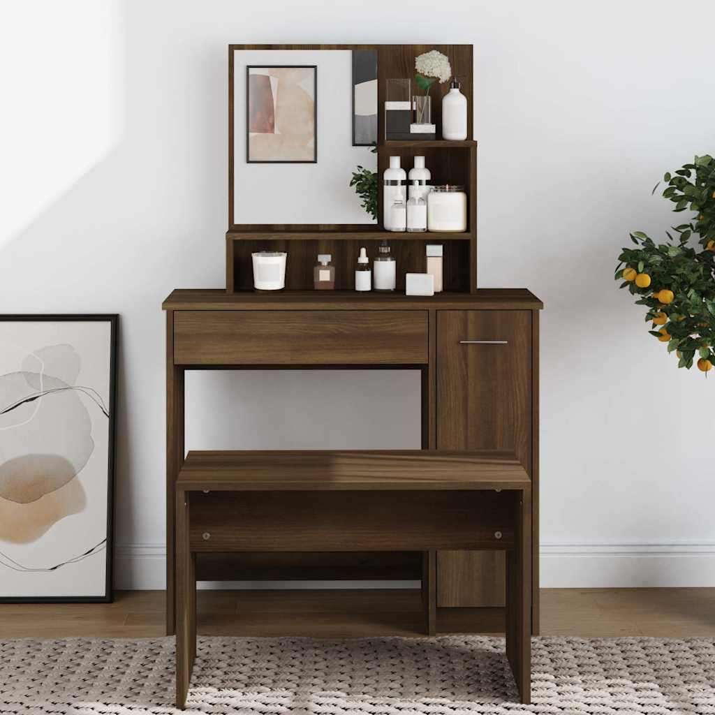 Vidaxl kaptafel met spiegel 86,5x35x136 cm bruin eikenkleur