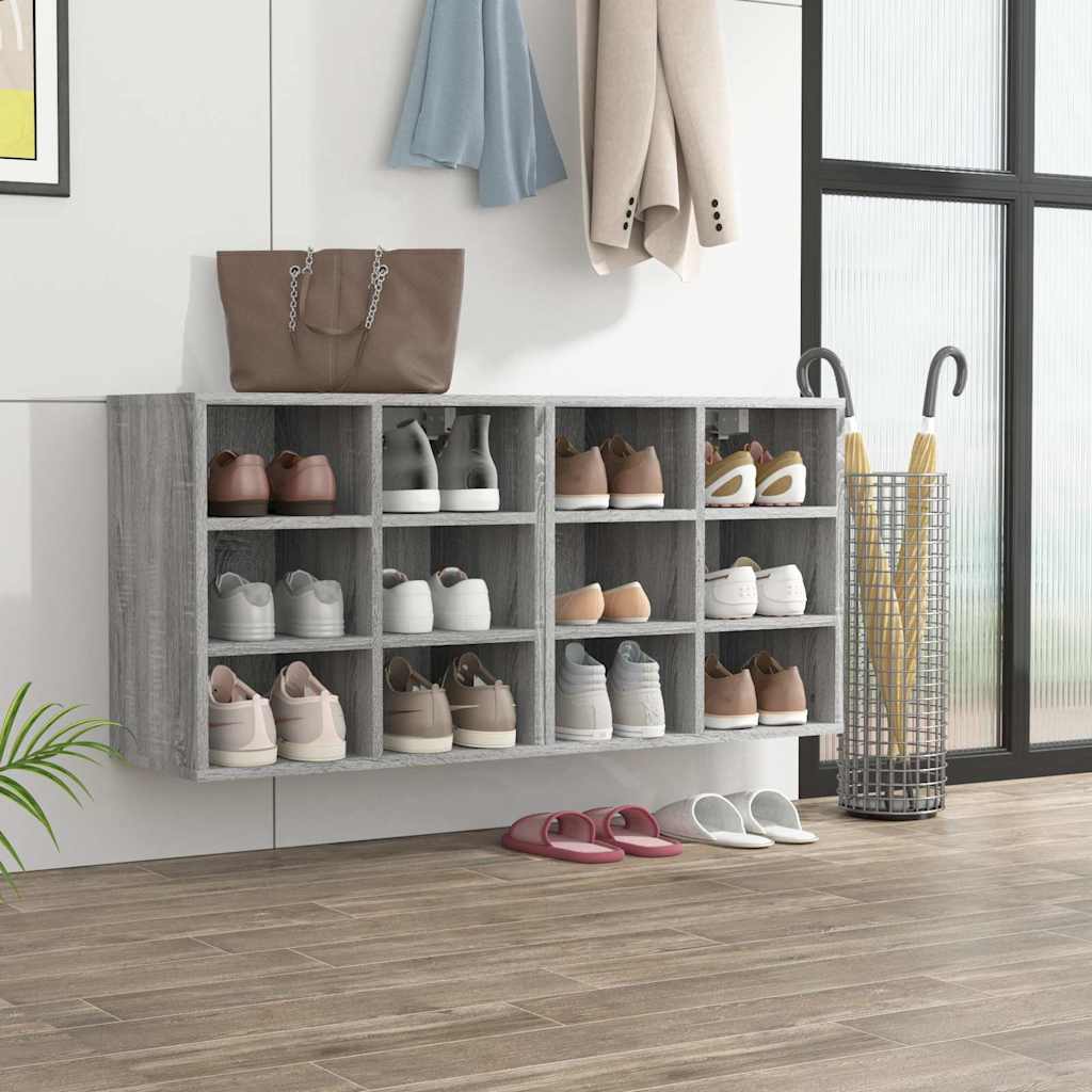 Vidaxl schoenenkasten 2 st 52,5x30x50 cm grijs sonoma eikenkleurig