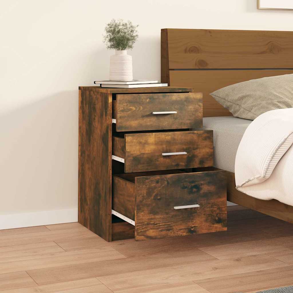 Vidaxl nachtkastje 40x40x63 cm bewerkt hout gerookt eikenkleurig