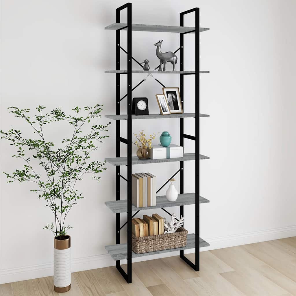 Vidaxl hoge kast 80x30x210 cm bewerkt hout grijs sonoma eikenkleurig