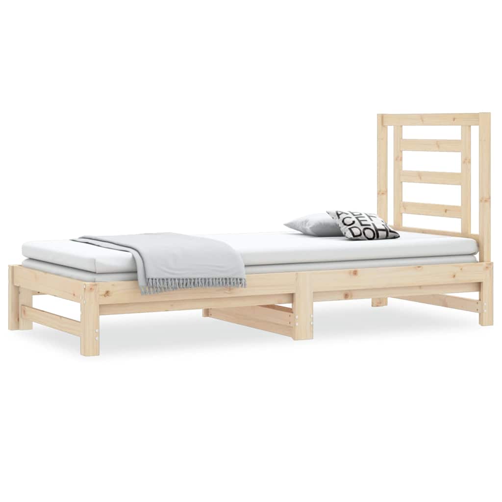 Vidaxl slaapbank uitschuifbaar 2x(90x200) cm massief grenenhout