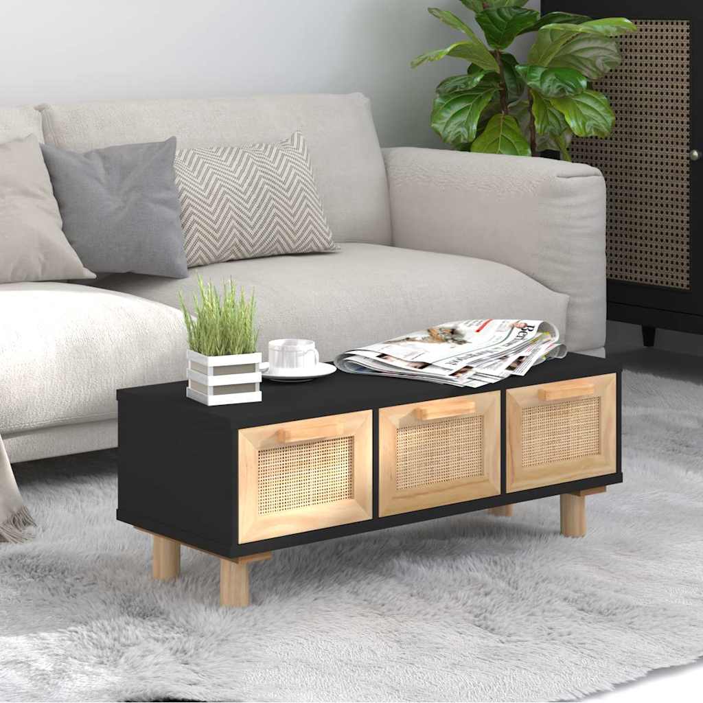 Vidaxl salontafel 80x40x30 cm bewerkt hout en grenenhout zwart
