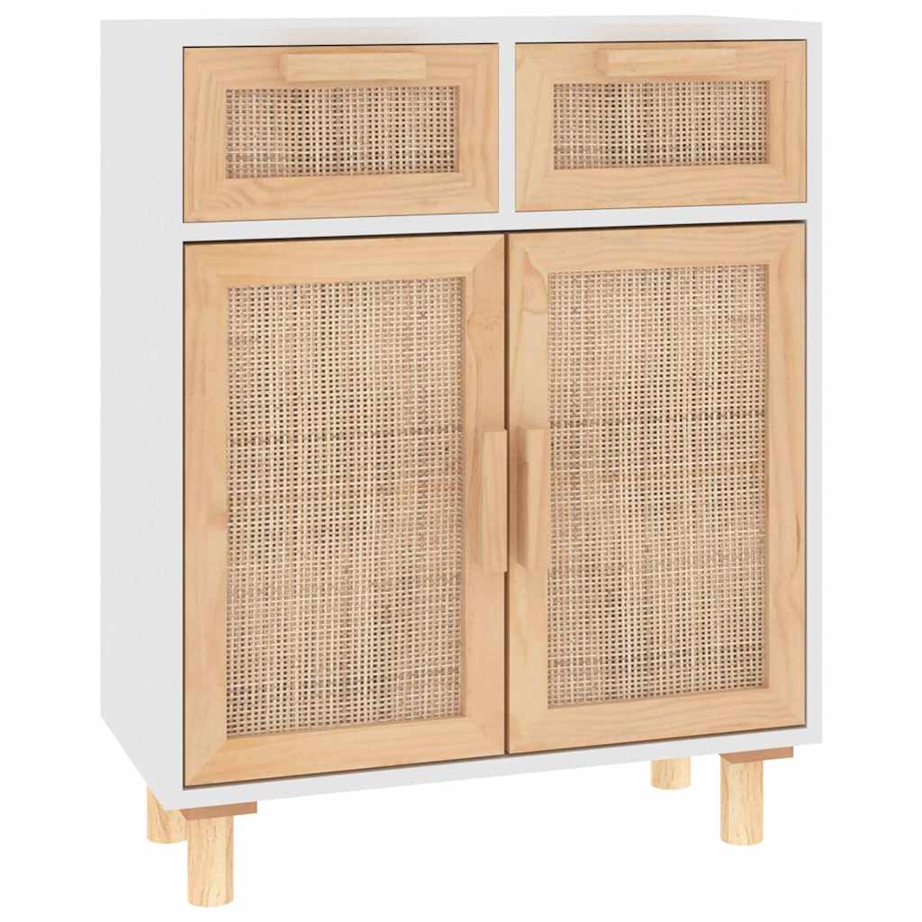 Vidaxl dressoir 60x30x75 cm massief grenenhout en rattan wit