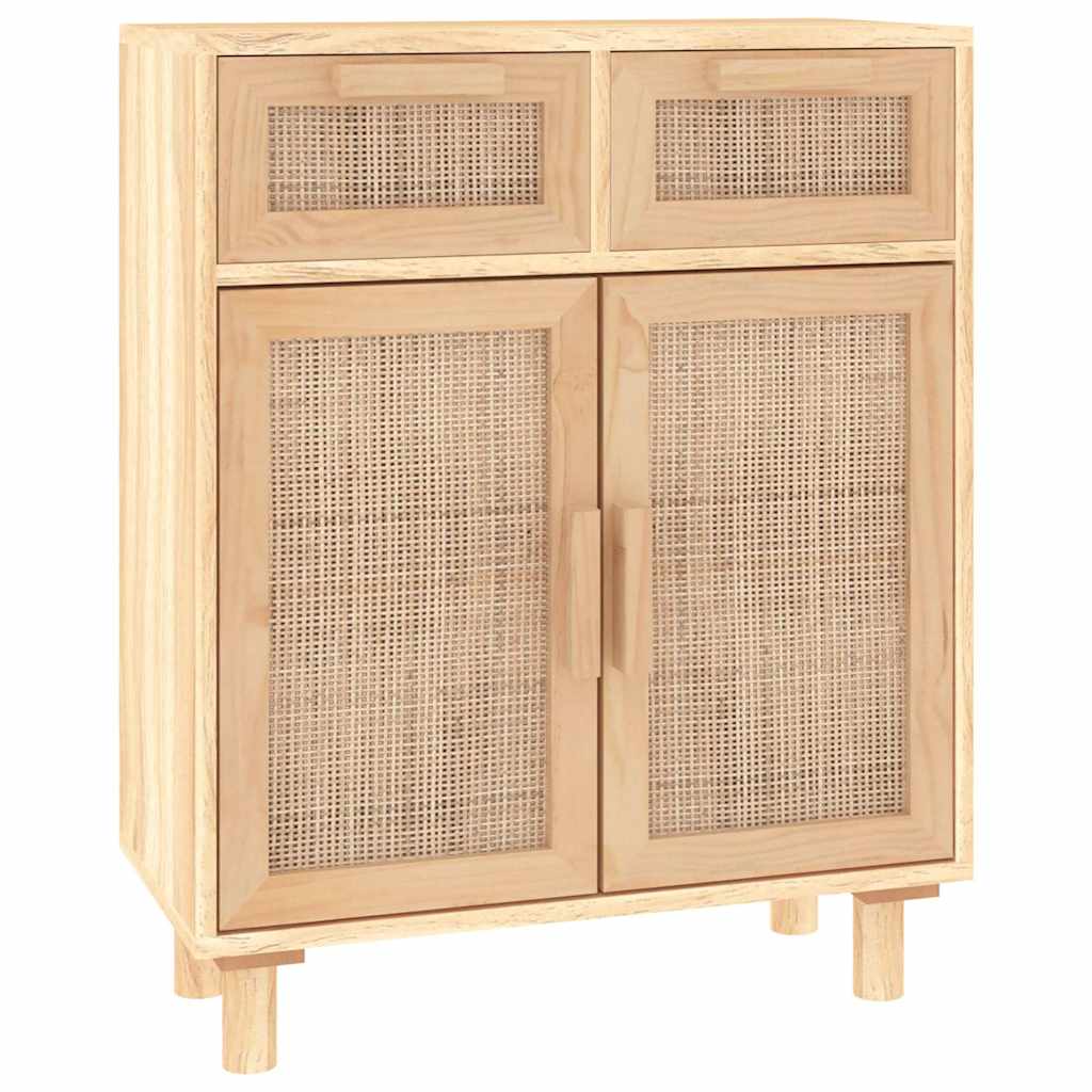 Vidaxl dressoir 60x30x75 cm massief grenenhout en rattan bruin