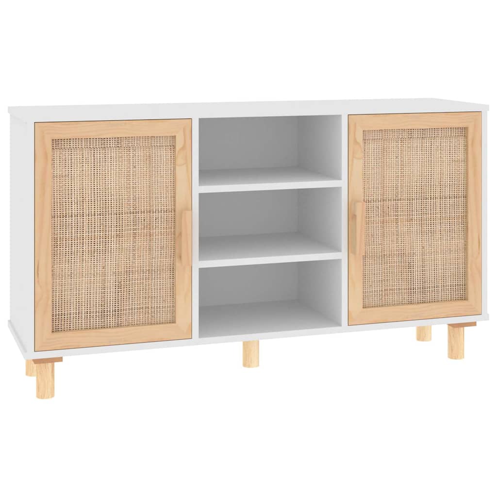 Vidaxl dressoir 105x30x60 cm massief grenenhout en rattan wit