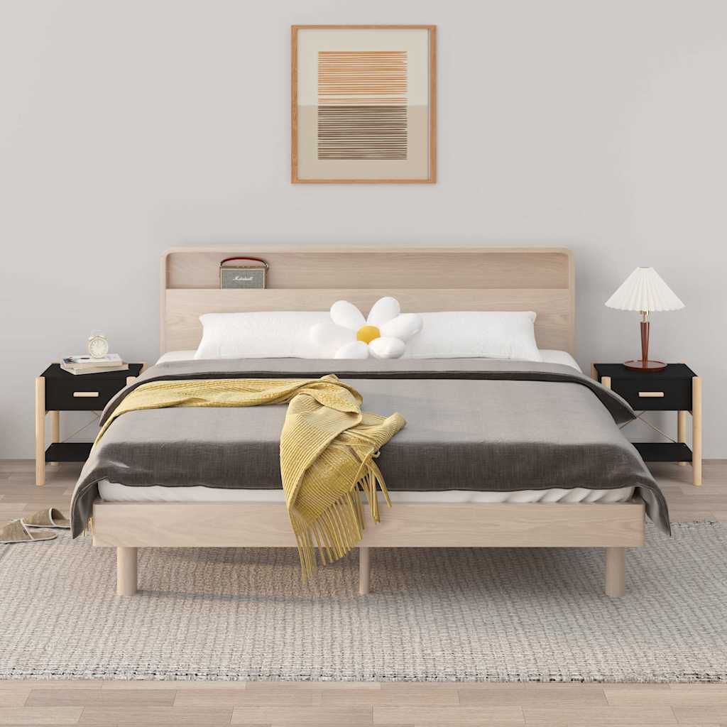 Vidaxl nachtkastjes 2 st 42x38x45 cm bewerkt hout zwart