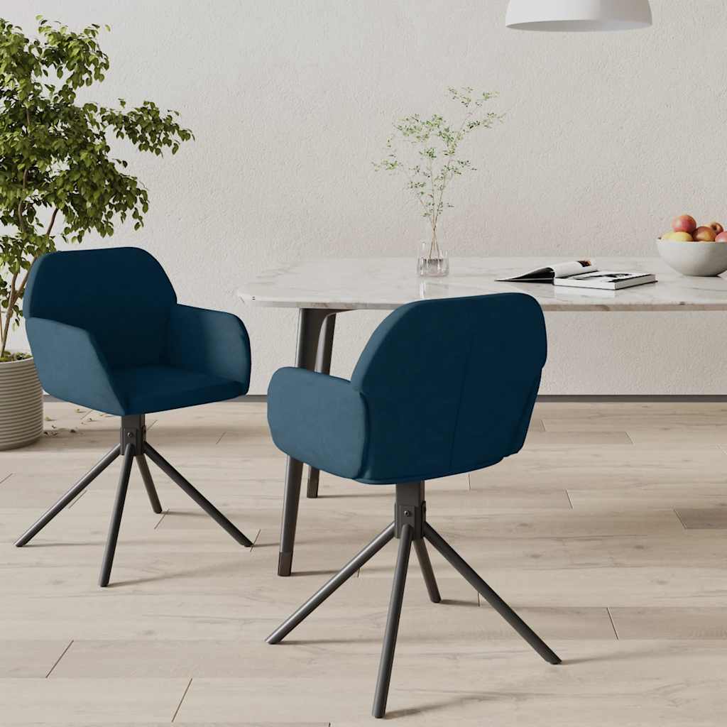 Vidaxl eetkamerstoelen draaibaar 2 st fluweel blauw
